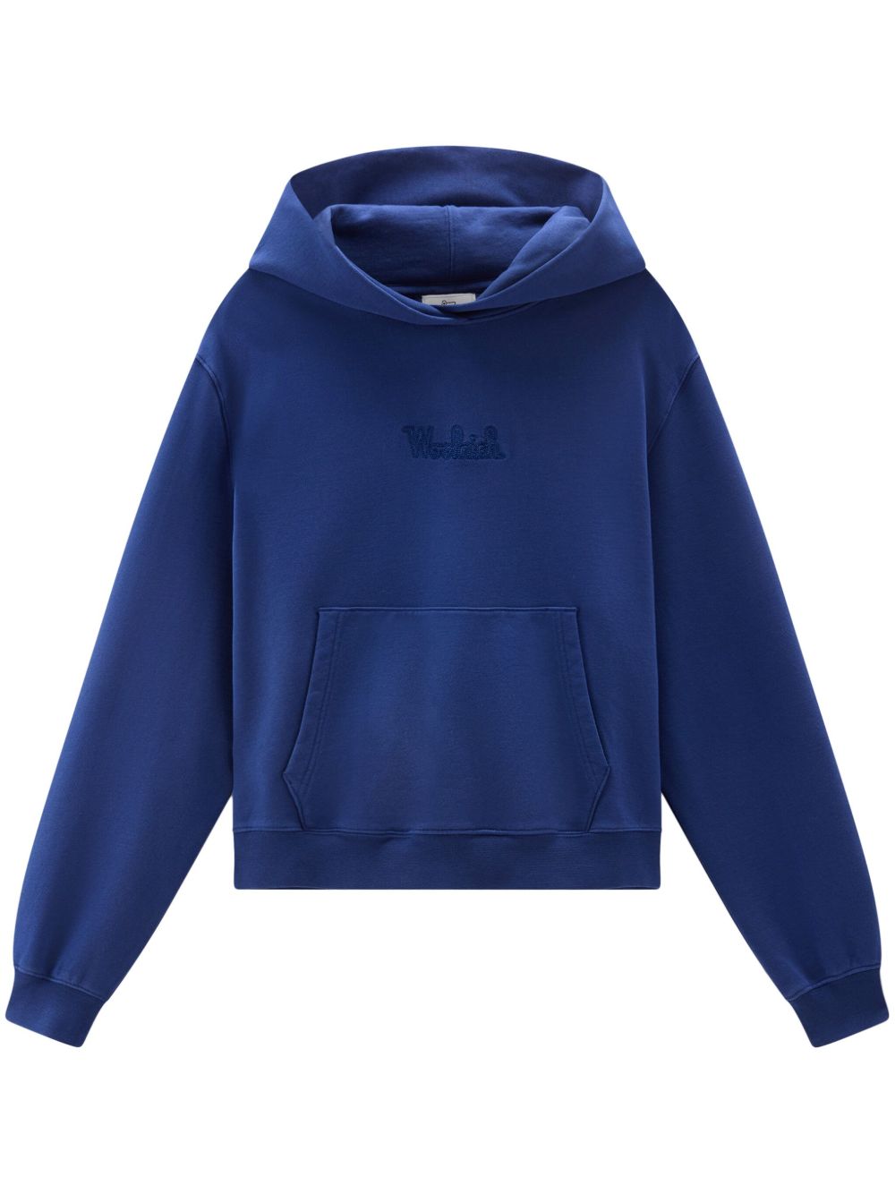 Woolrich logo刺绣棉连帽衫 - 蓝色
