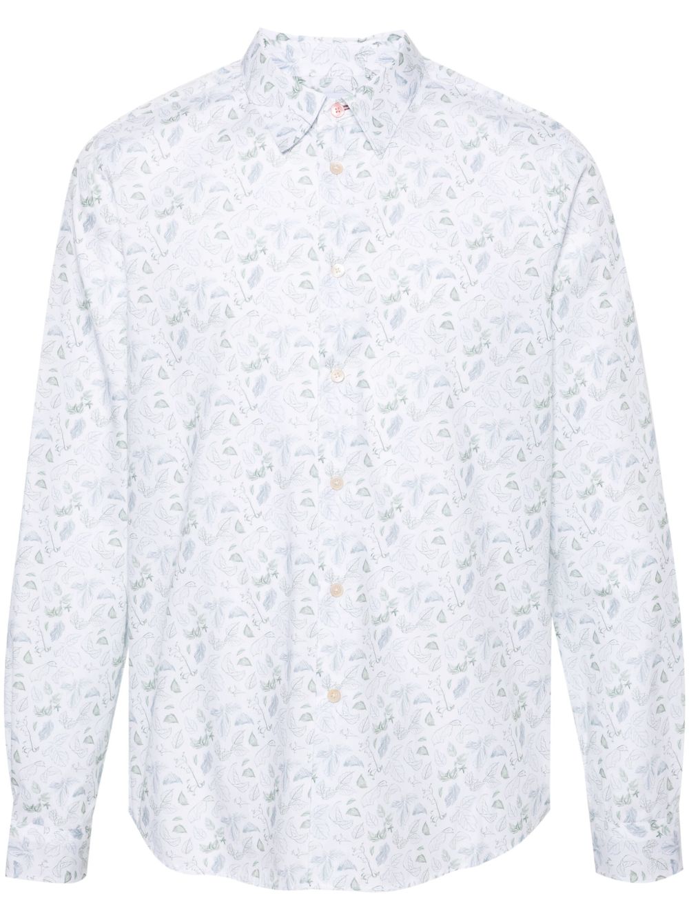 PS Paul Smith 叶片印花棉衬衫 - 白色