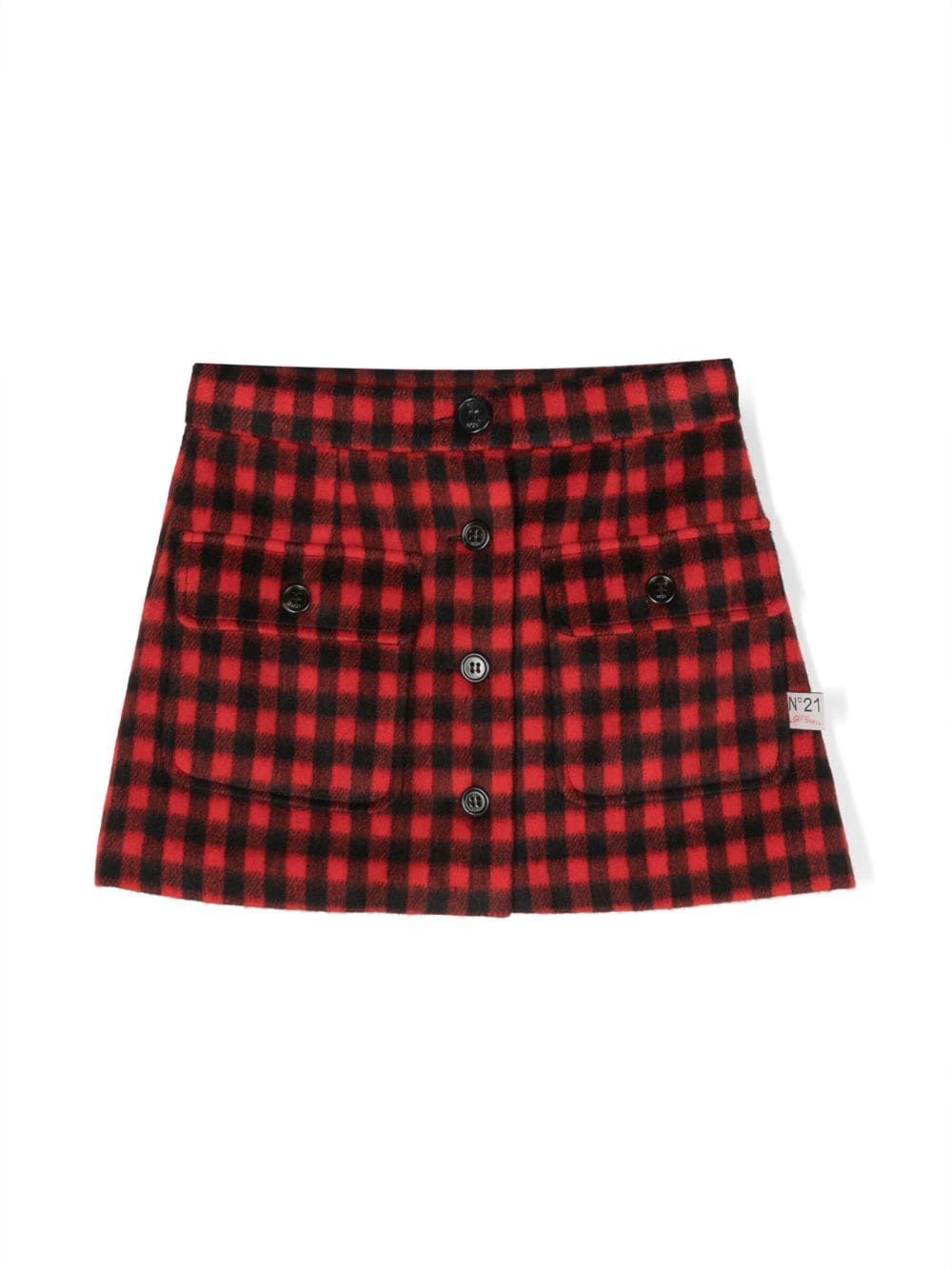 Nº21 Kids gingham-check mini skirt - 红色