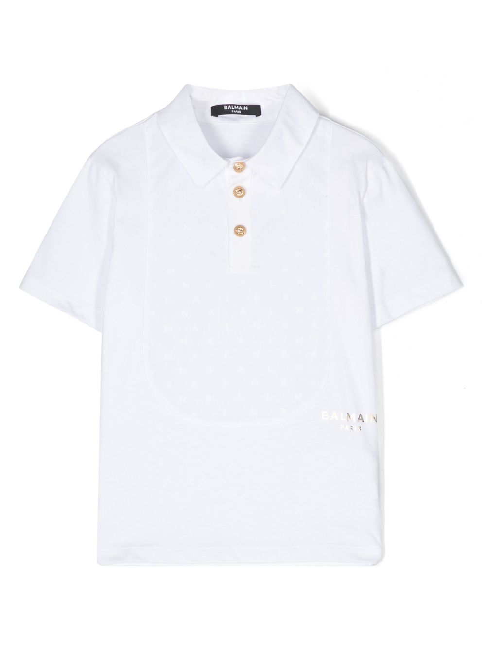 Balmain Kids logo提花polo衫 - 白色