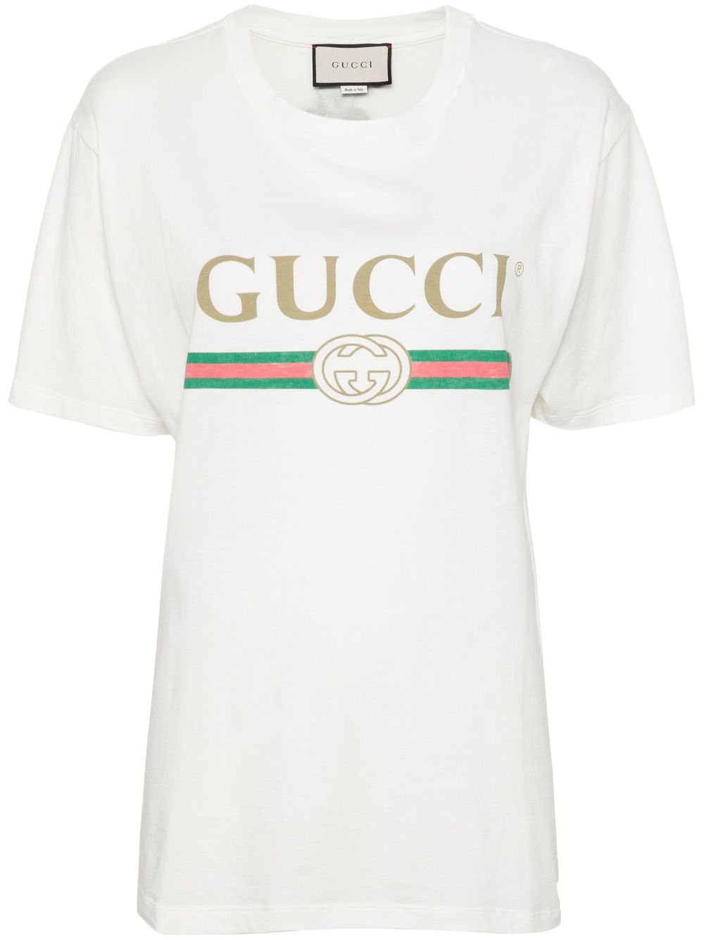 Gucci logo印花棉T恤 - 白色