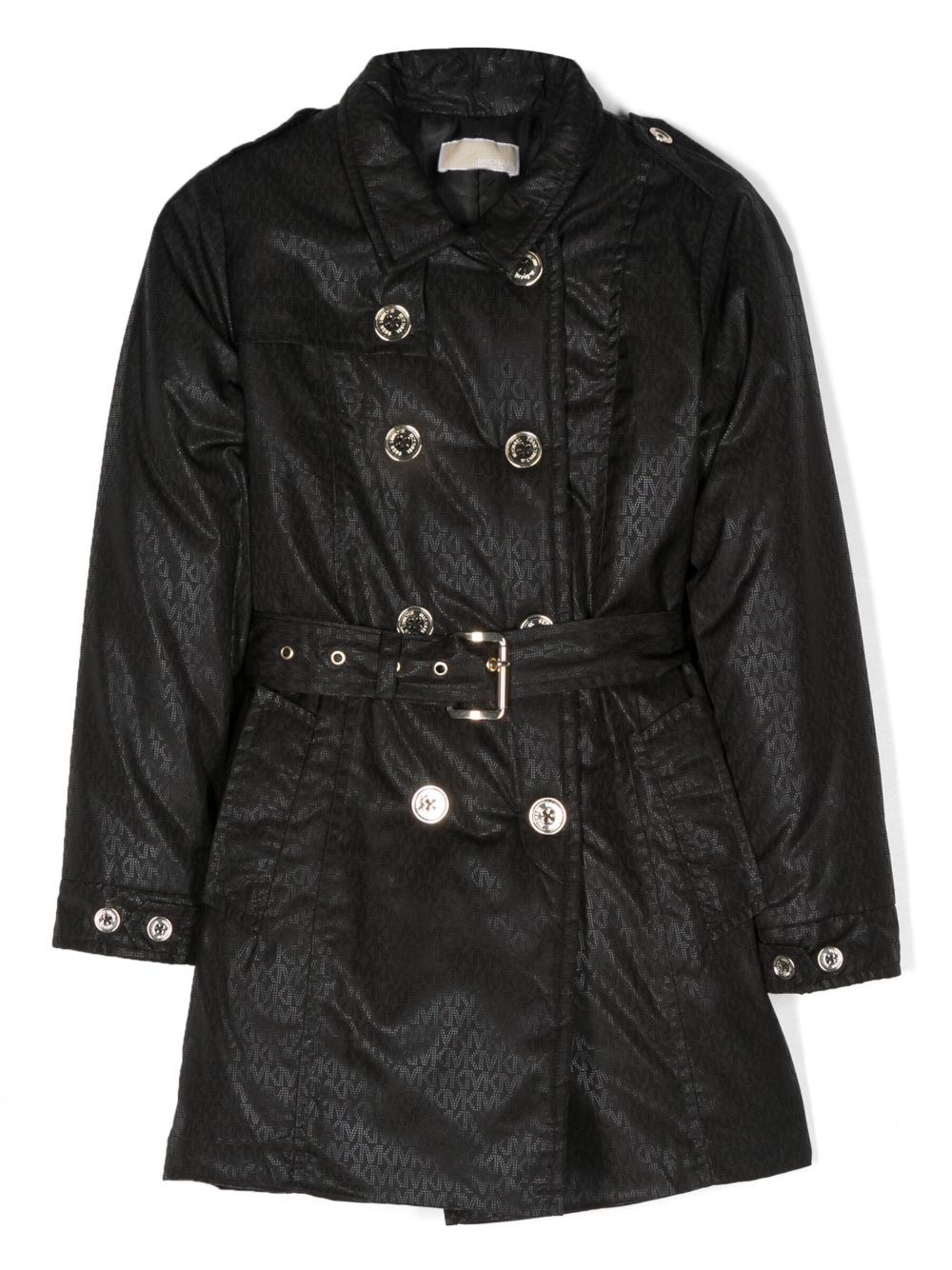 Michael Kors Kids 长袖双排扣风衣 - 黑色