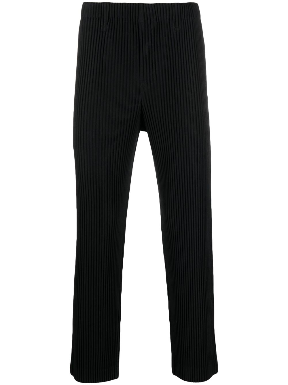 Homme Plissé Issey Miyake 褶饰直筒裤 - 黑色