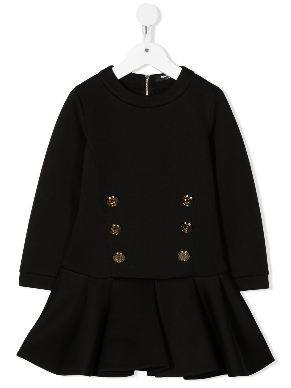 Balmain Kids 巴尔曼 圆领休闲连衣裙 - 黑色