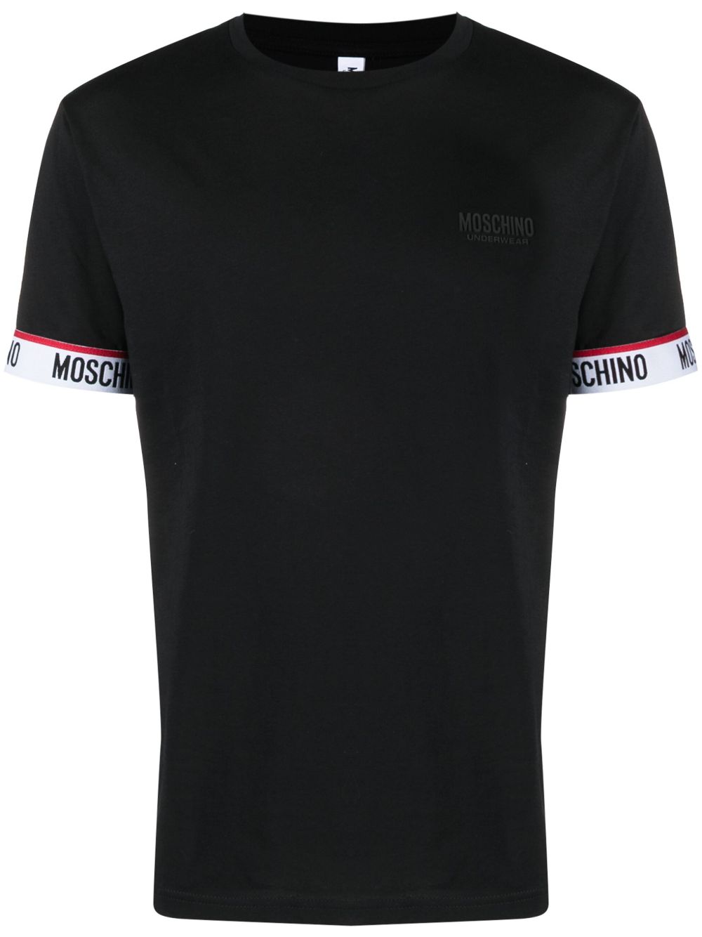 Moschino logo饰带细节棉T恤 - 黑色