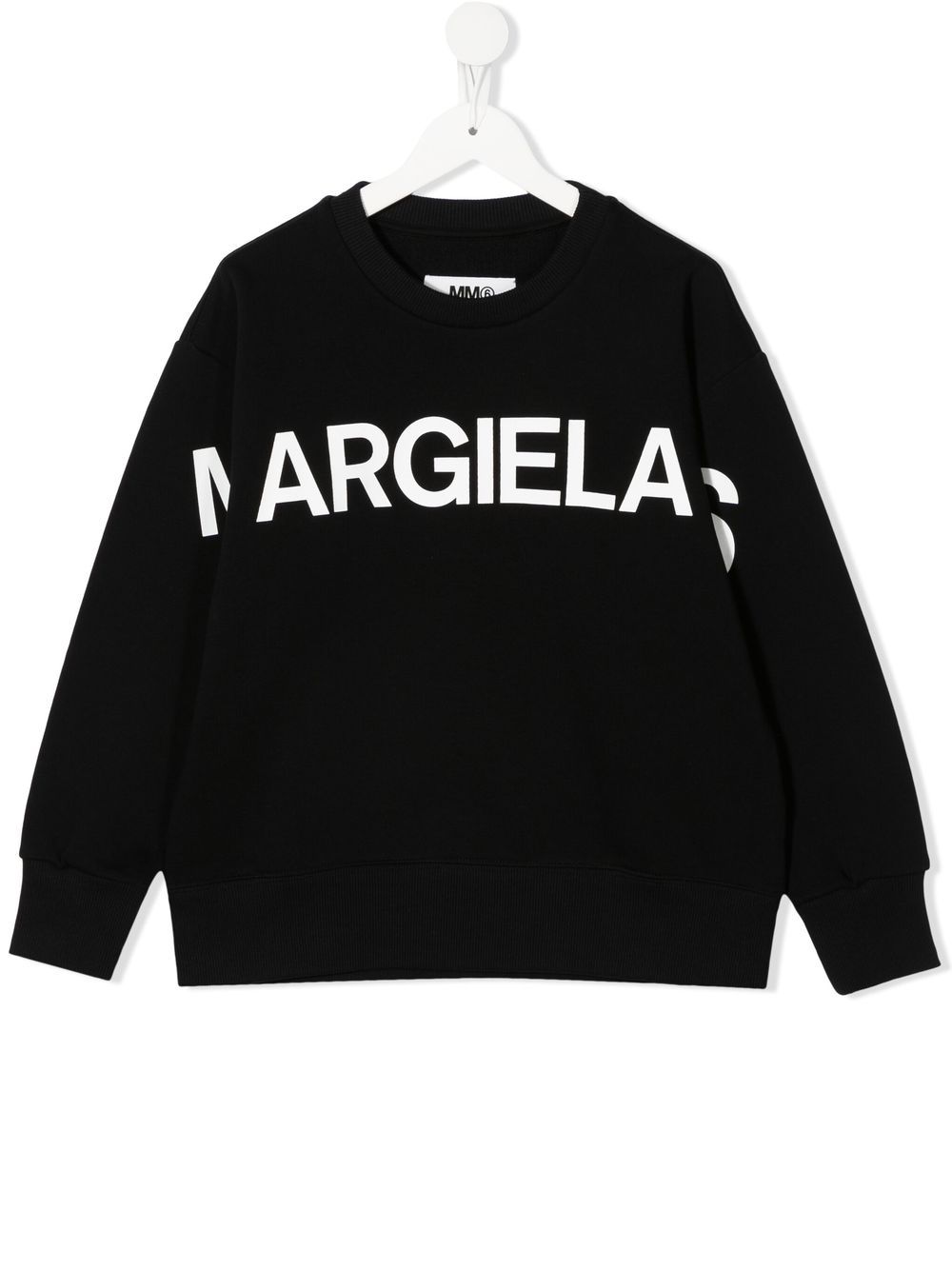 MM6 Maison Margiela Kids 马丁·马吉拉时装屋 logo印花棉卫衣 - 黑色