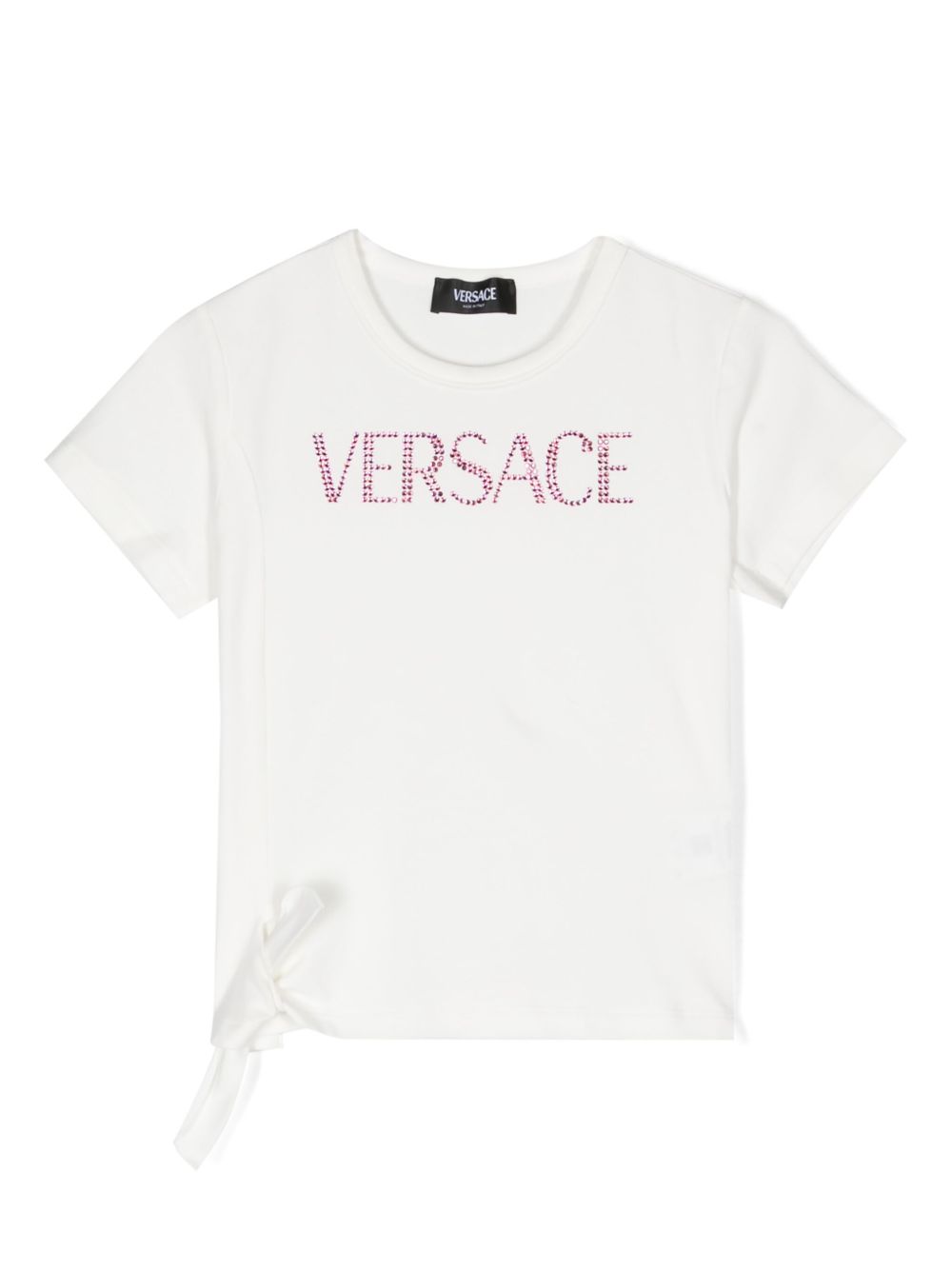 Versace Kids 水钻logo缀饰T恤 - 白色