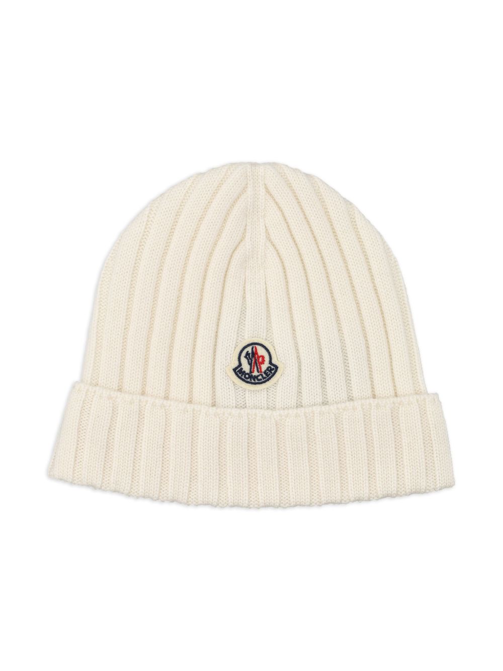 Moncler Enfant 标贴罗纹套头帽 - 白色