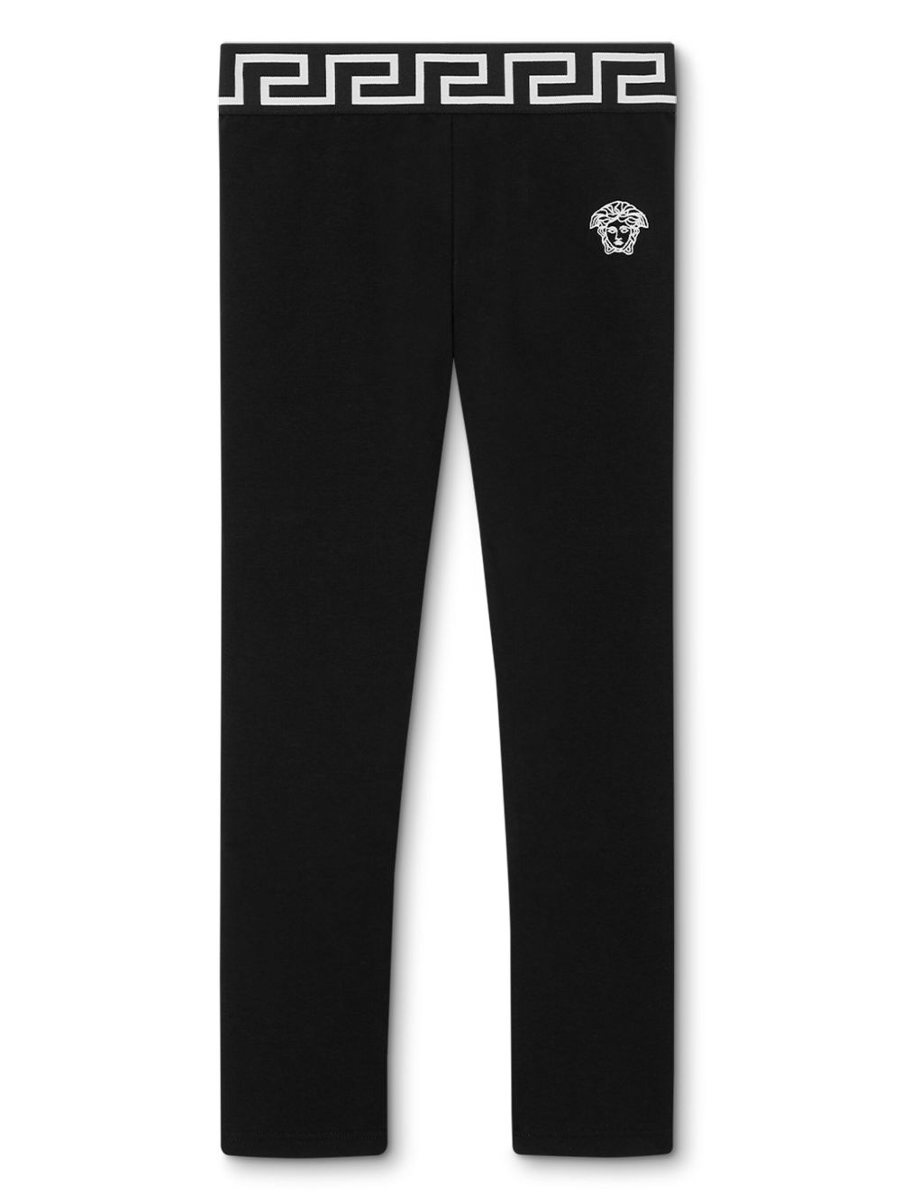 Versace Kids Greca 松紧裤腰打底裤 - 黑色
