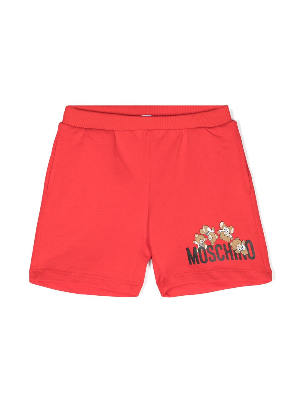 Moschino Kids Teddy Bear 图案棉短裤 - 红色