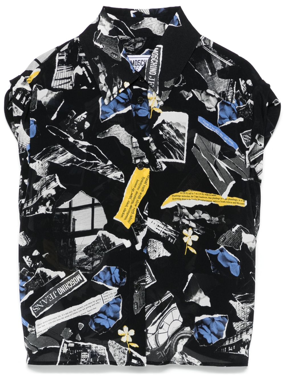 MOSCHINO JEANS 拼贴设计印花衬衫 - 黑色