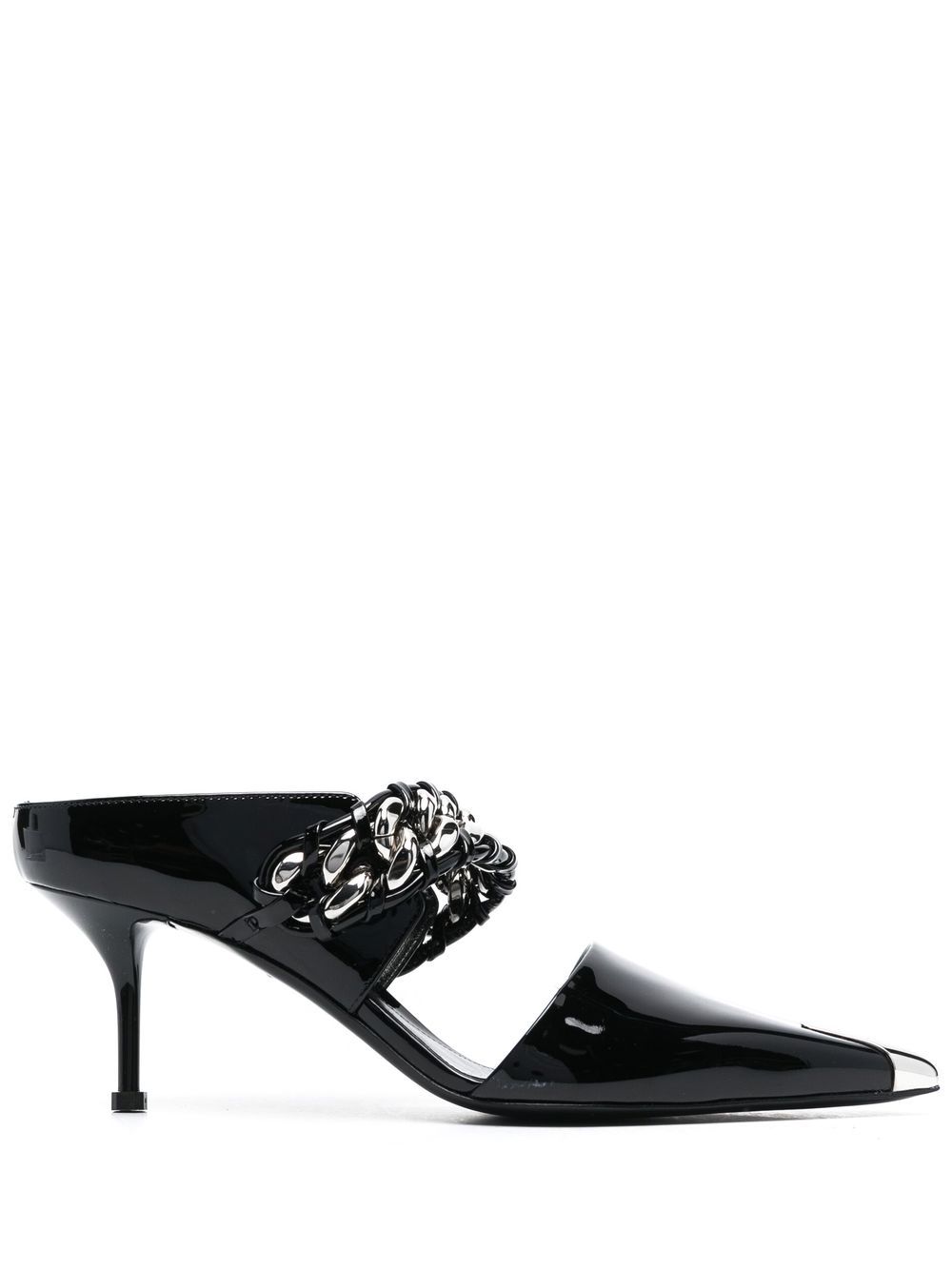 Alexander McQueen Punk Chain 高跟穆勒鞋 - 黑色