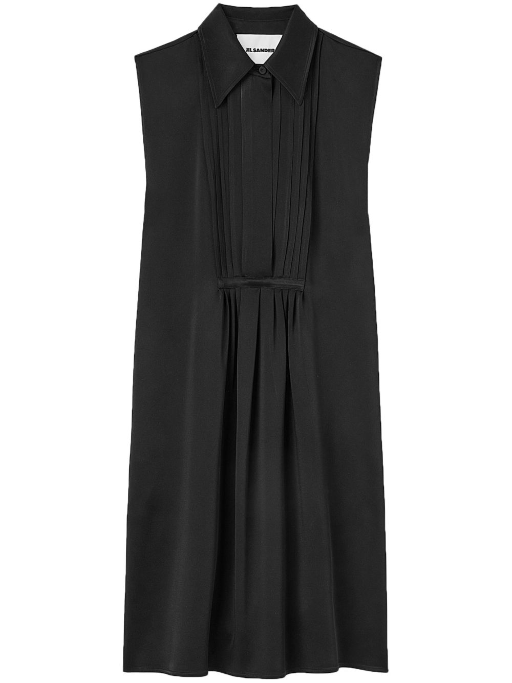 Jil Sander 经典领缎面设计连衣裙 - 黑色