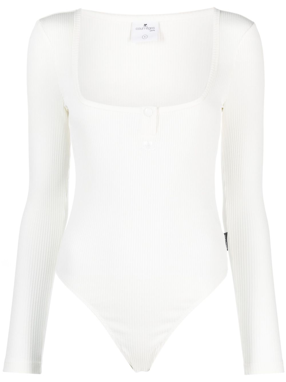 Courrèges 标贴罗纹棉连体衣 - 白色