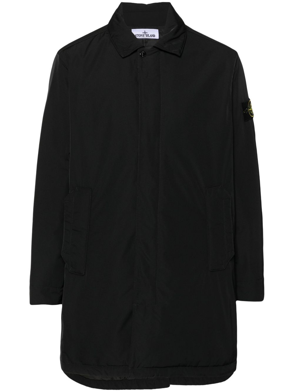 Stone Island 罗盘徽章连帽大衣 - 黑色