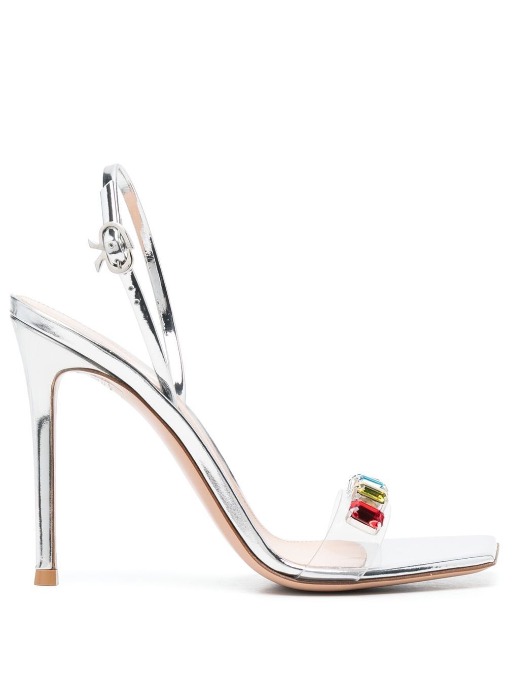Gianvito Rossi Ribbon Candy 高跟晶饰凉鞋 - 银色