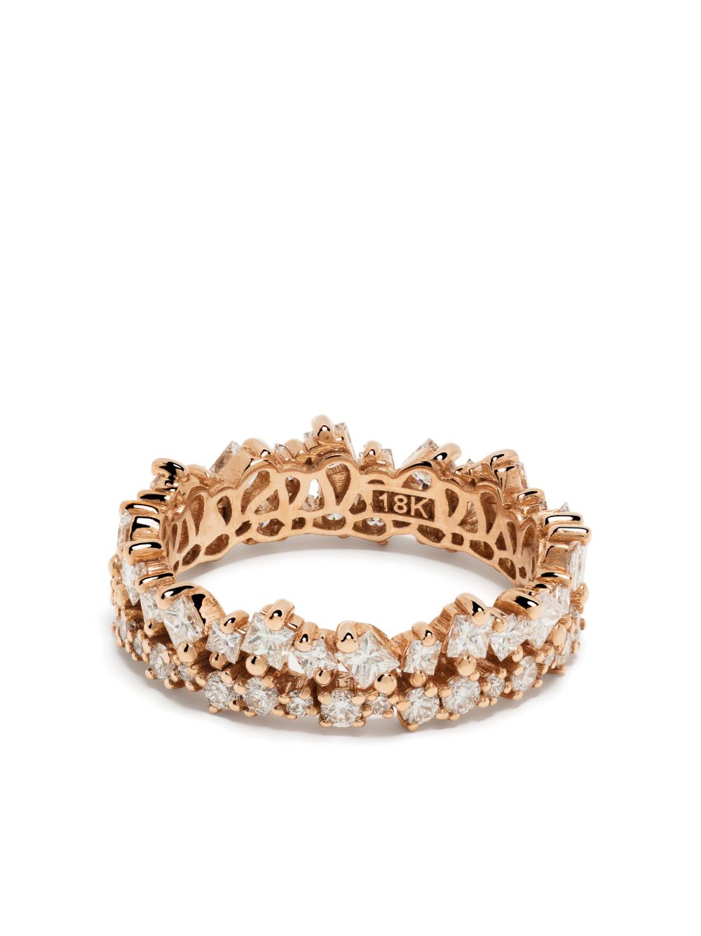 Suzanne Kalan 18kt rose gold diamond double-stack ring - 银色