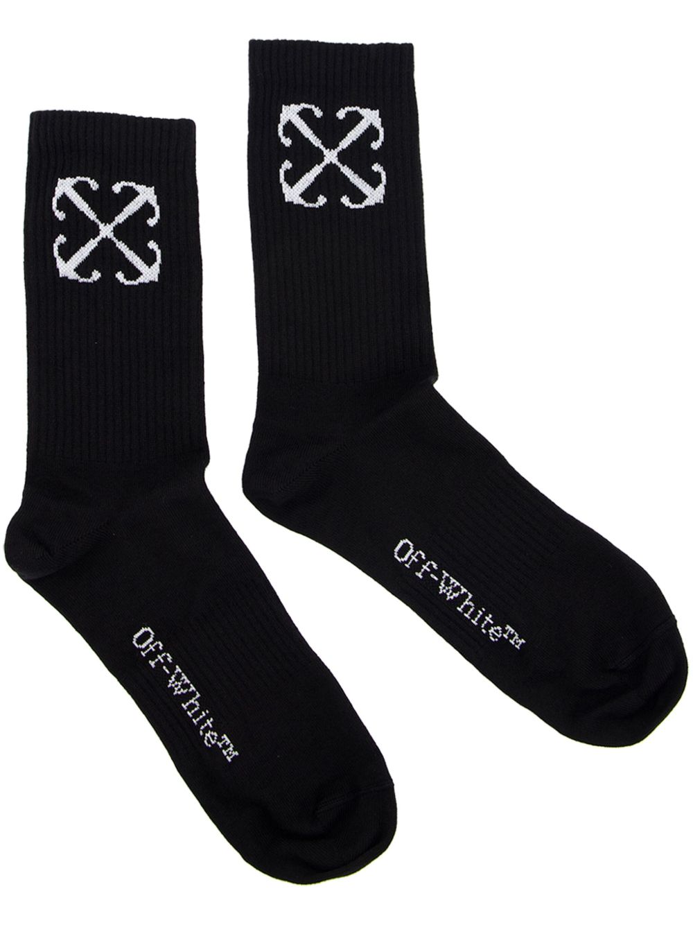 Off-White 箭头图案针织袜 - 黑色
