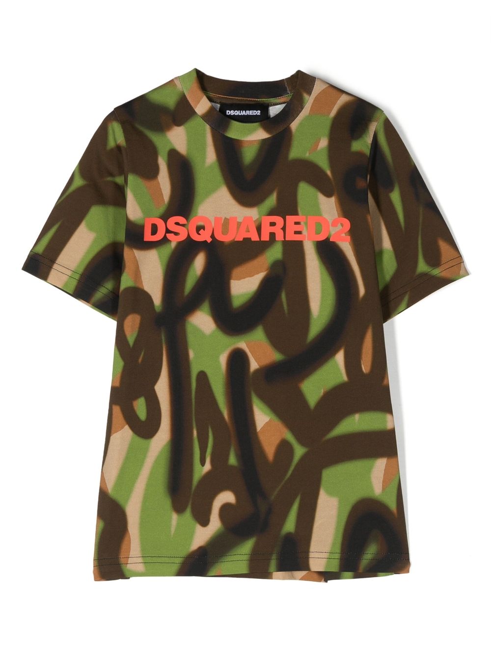DSQUARED2 KIDS 大面积印花T恤 - 绿色