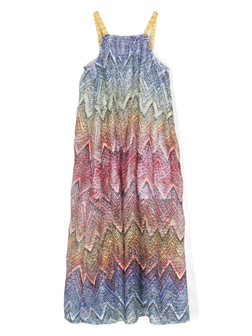 Missoni Kids Z字形图案亮片连衣裙 - 蓝色
