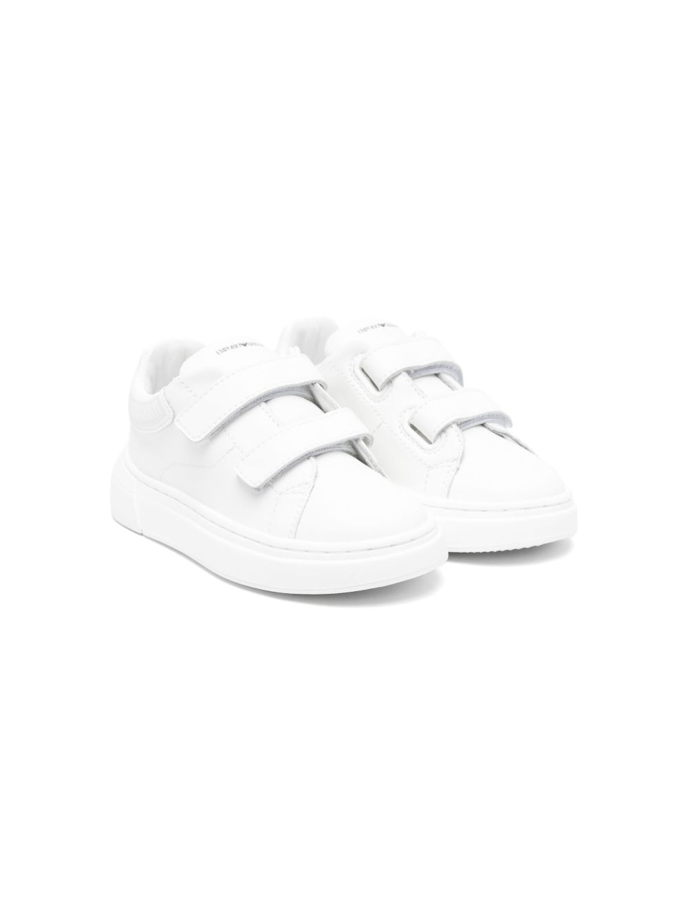 Emporio Armani Kids 皮质运动鞋 - 白色