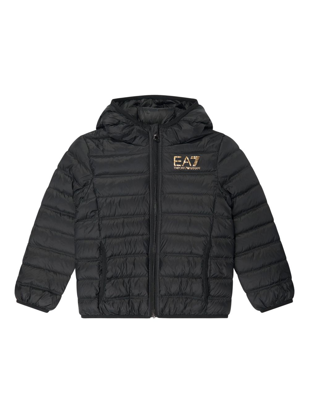 Emporio Armani Kids logo印花蓬松夹克 - 黑色