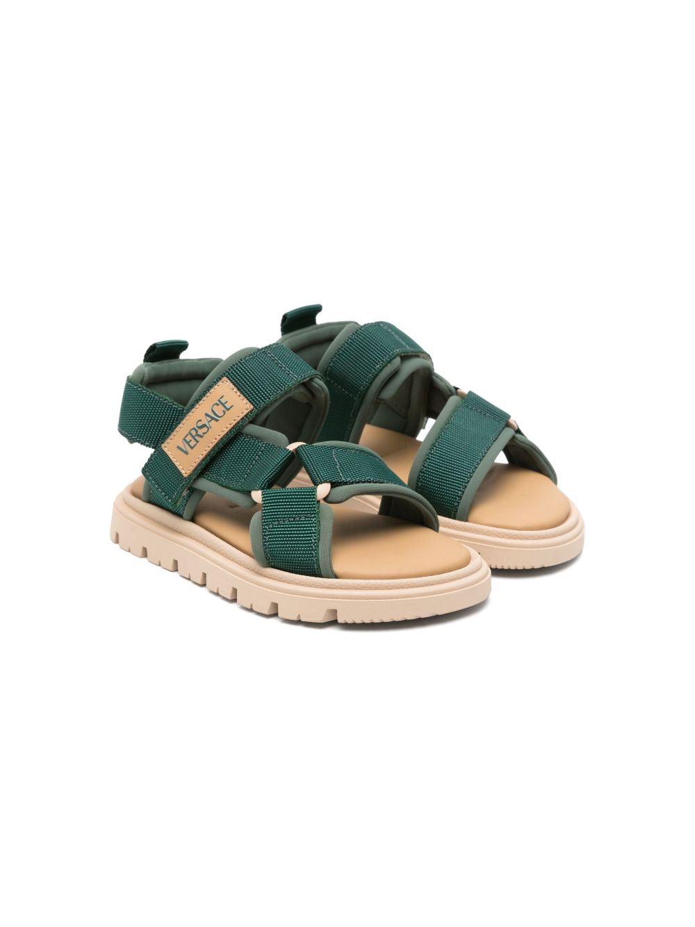 Versace Kids 标贴凉鞋 - 绿色