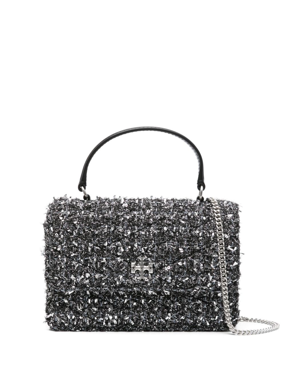 Tory Burch Mini Kira 粗花呢手提包 - 黑色