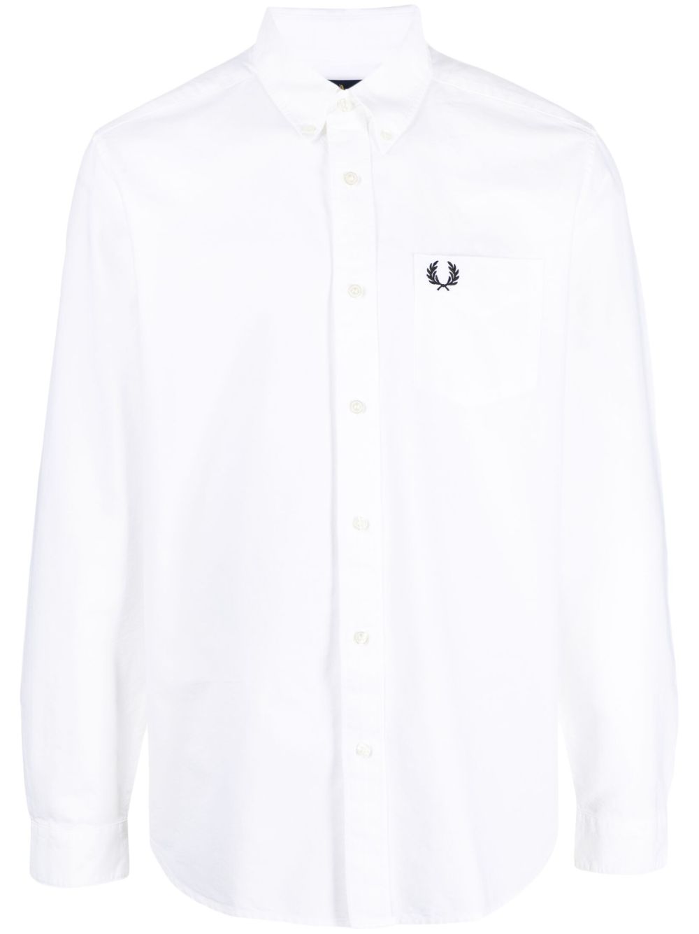 Fred Perry logo刺绣棉衬衫 - 白色