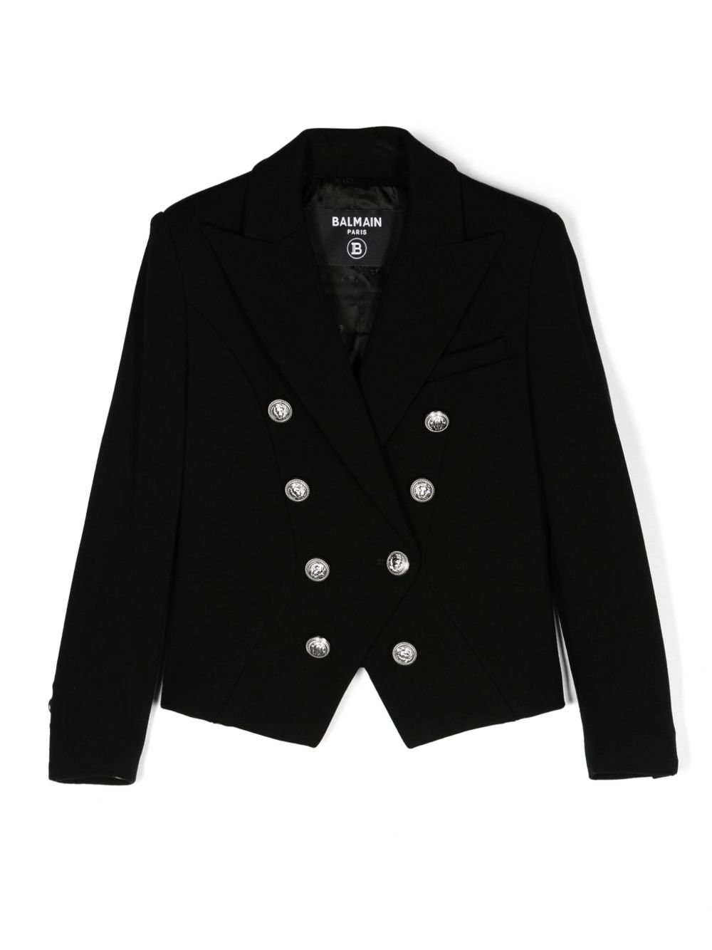 Balmain Kids Coin 雕刻双排扣西装夹克 - 黑色