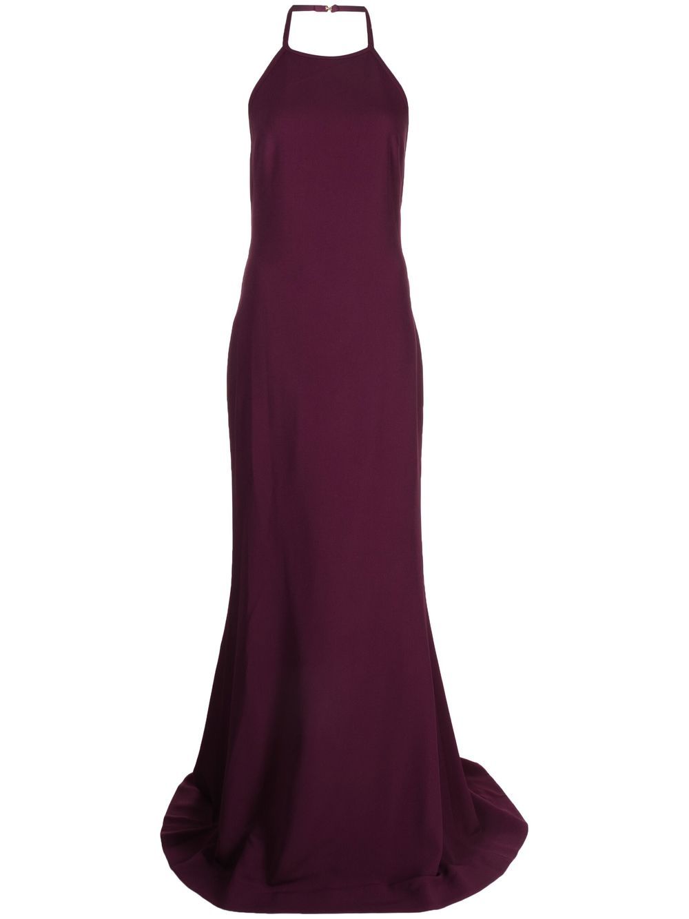 Elie Saab 真丝绉纱挂脖礼服 - 紫色