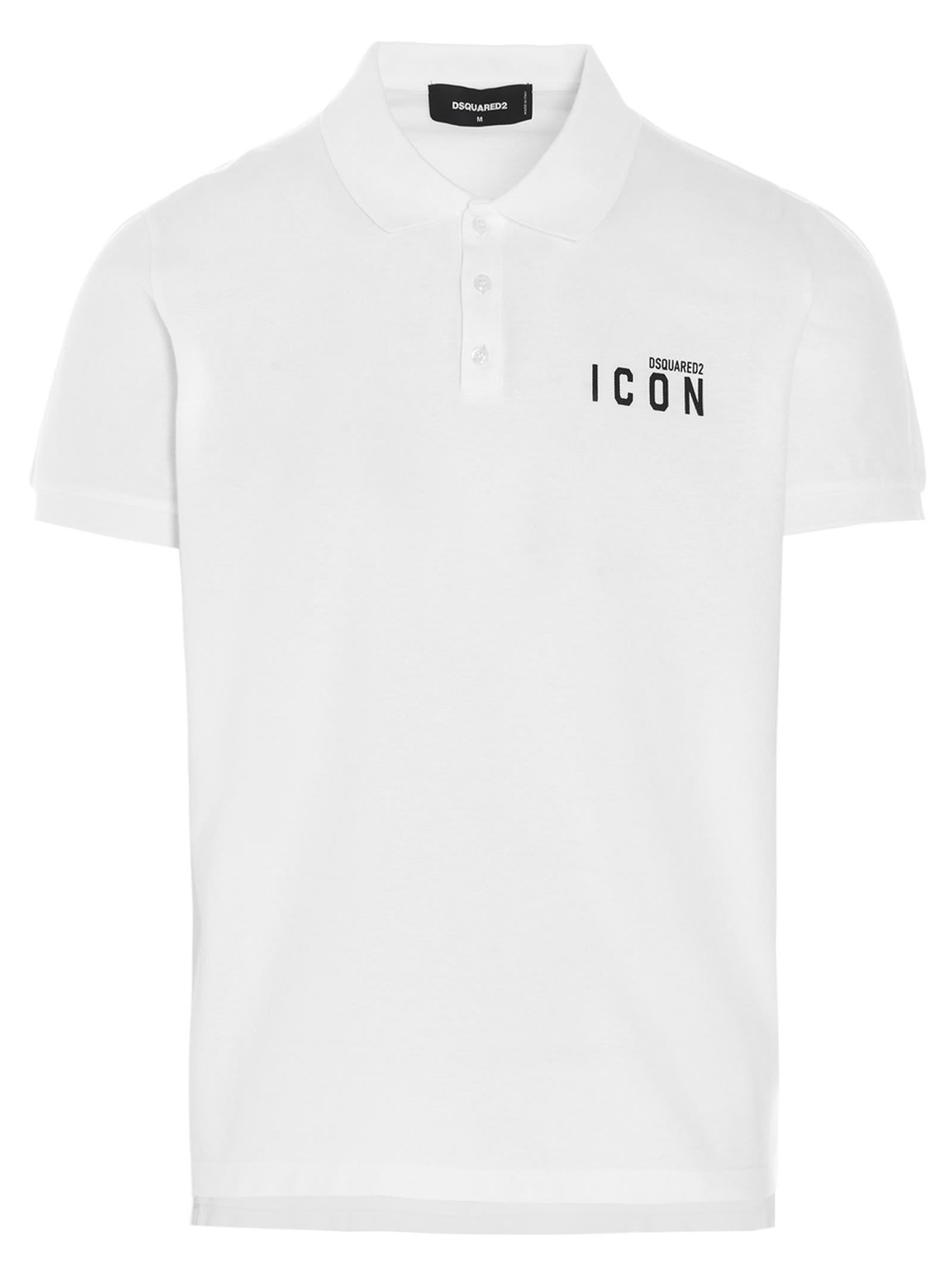 Dsquared2 Be Icon Dyed Tennis Polo In White