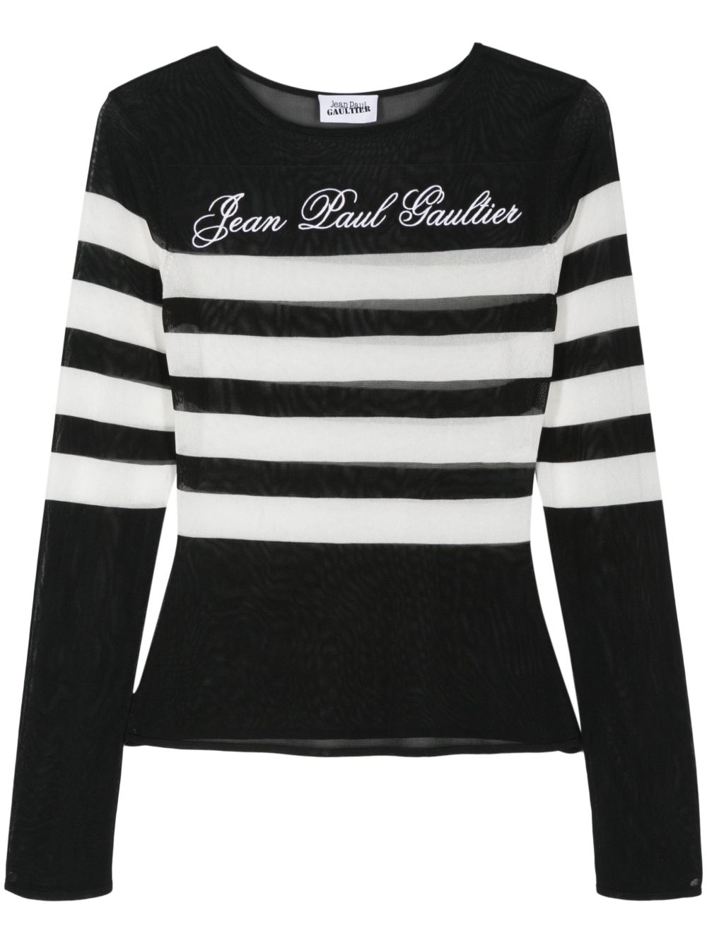 Jean Paul Gaultier logo刺绣条纹毛衣 - 黑色