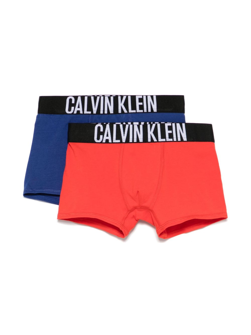 Calvin Klein Kids logo腰边四角裤（两件装） - 蓝色