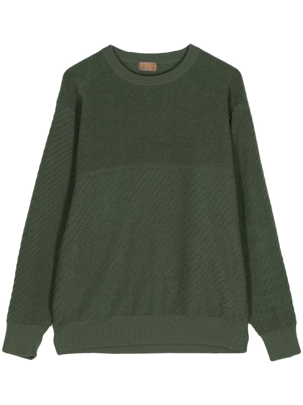 Saint Laurent Pre-Owned 条纹羊毛毛衣 - 绿色