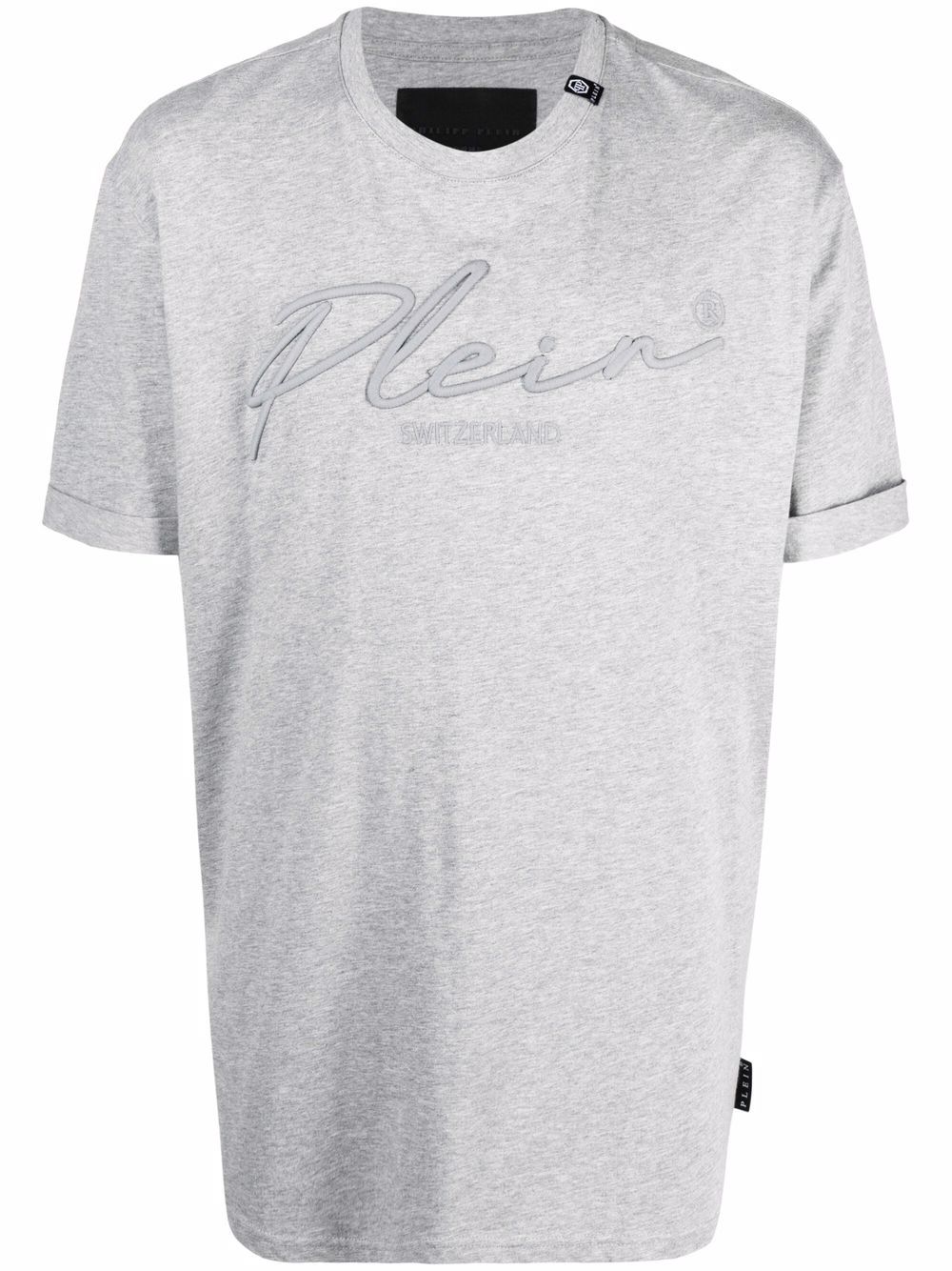 Philipp Plein logo刺绣T恤 - 灰色
