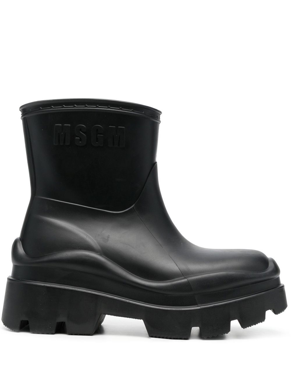 MSGM logo压纹及踝靴 - 黑色