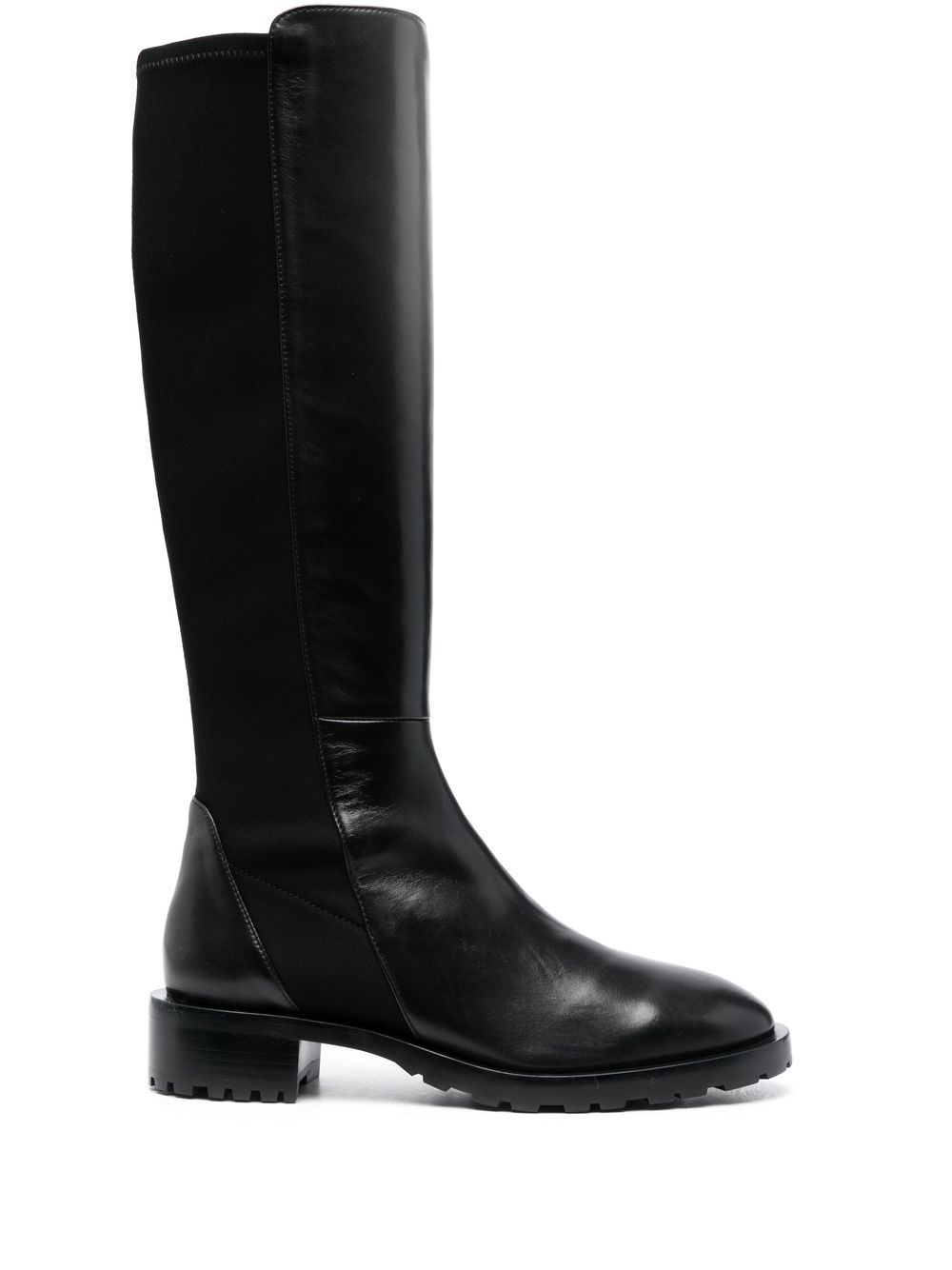 Stuart Weitzman 拼接及膝靴 - 黑色