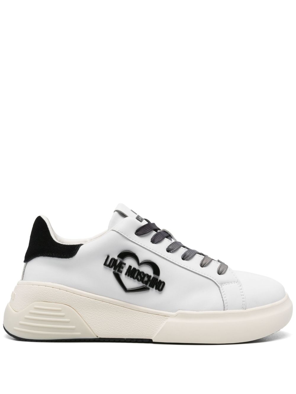 Love Moschino logo标牌皮质运动鞋 - 白色