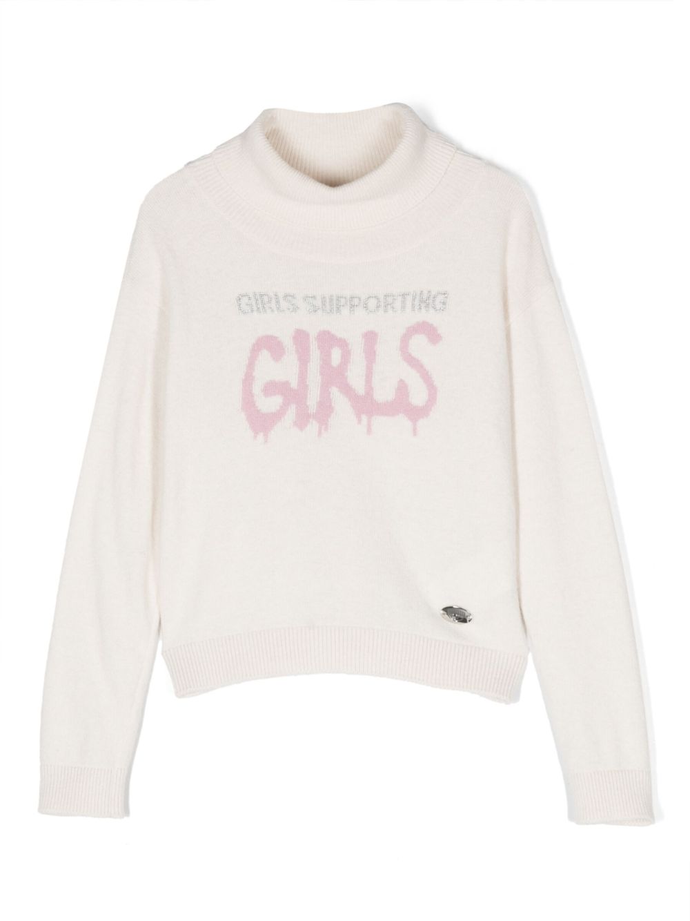 Chiara Ferragni Kids 标语印花高领毛衣 - 中性色