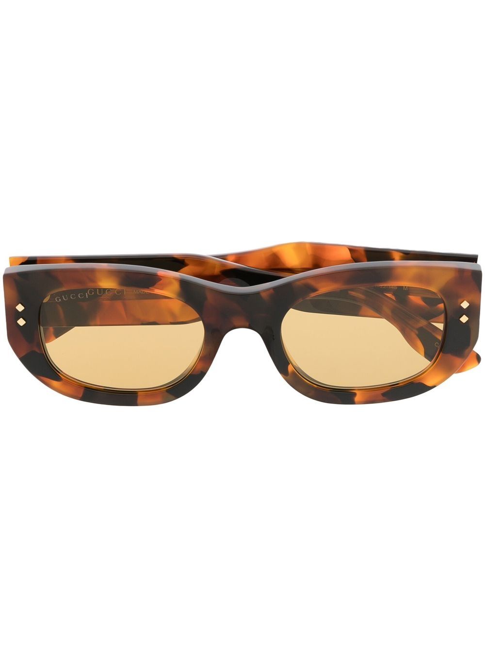 Gucci Eyewear 有色镜片长方形镜框太阳眼镜 - 褐色