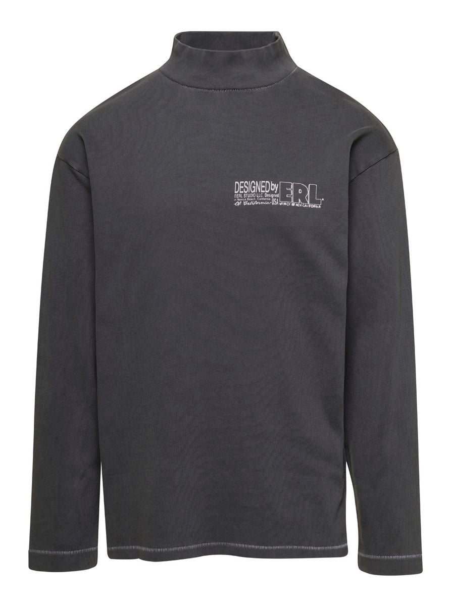 Black Pullover With Printed Logo In Cotton Unisex
