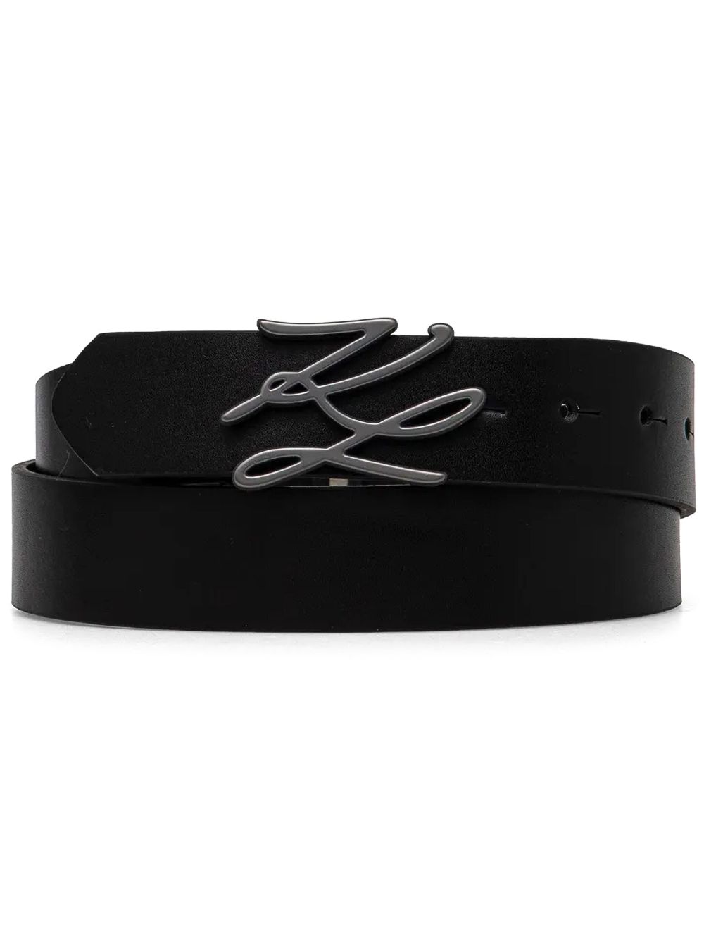 Karl Lagerfeld logo扣环腰带 - 黑色