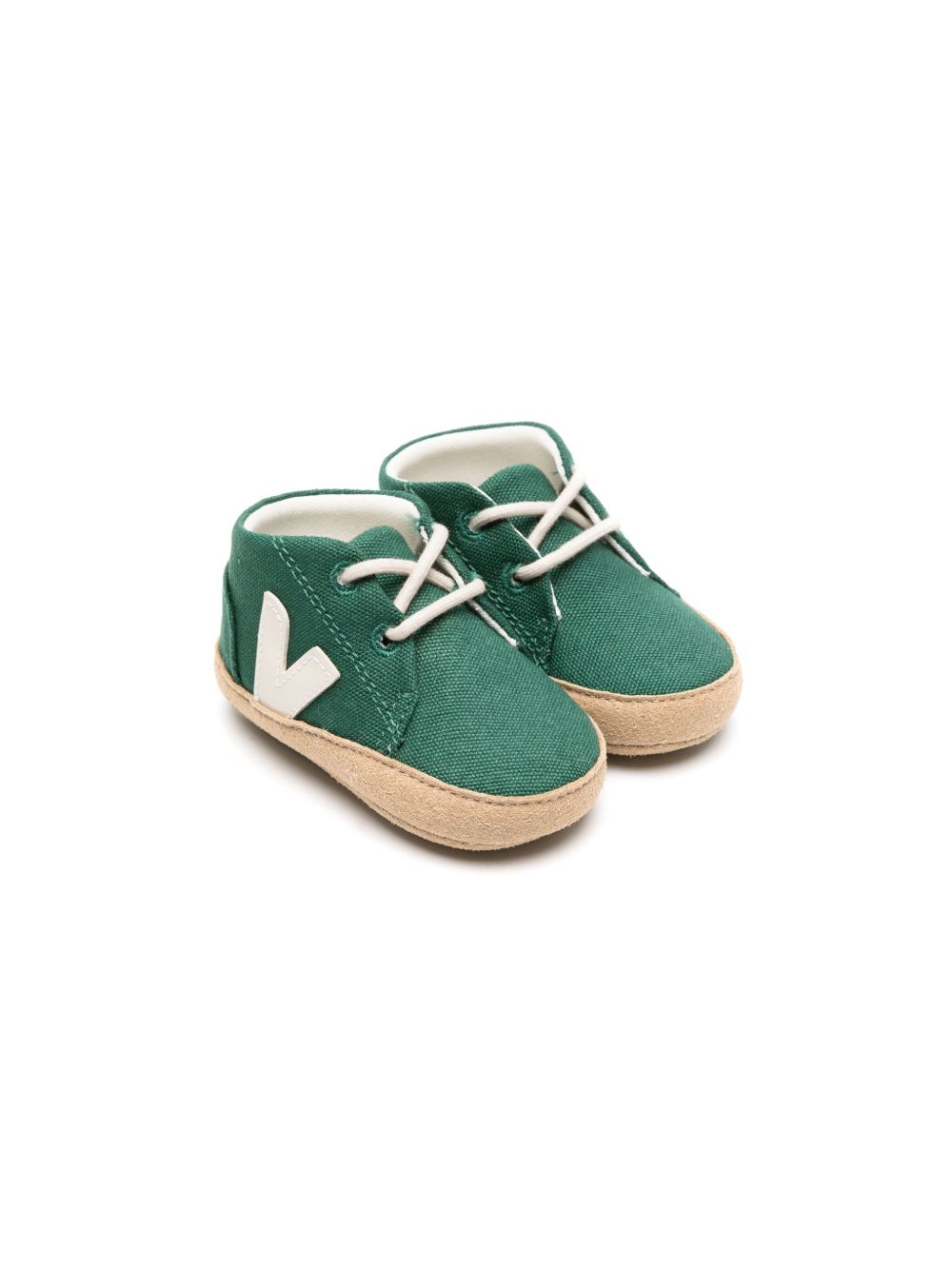 VEJA Kids 标贴帆布运动鞋 - 绿色