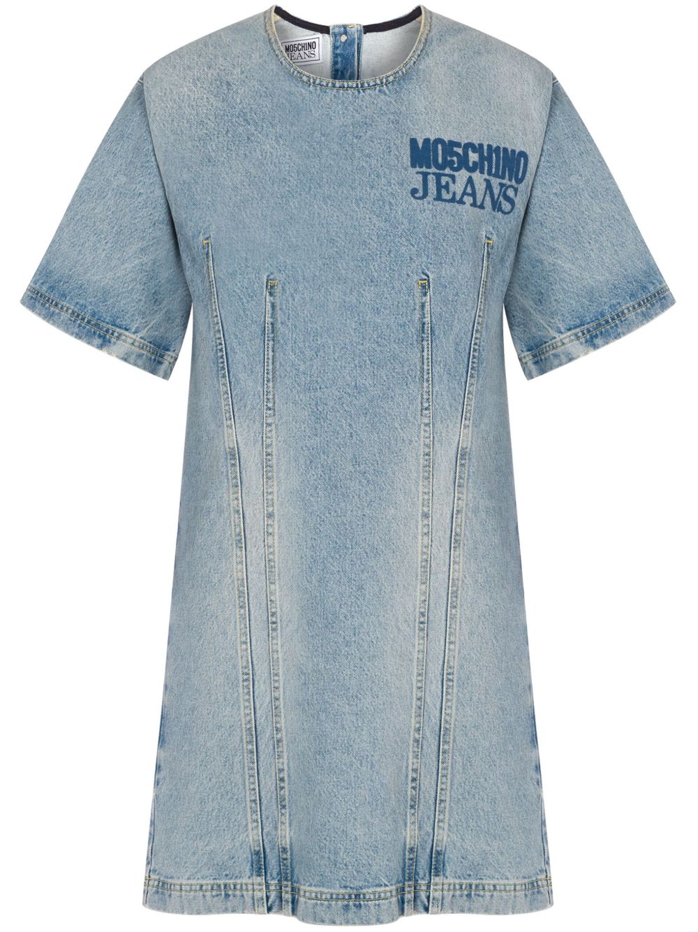 MOSCHINO JEANS logo印花牛仔衬衫裙 - 蓝色