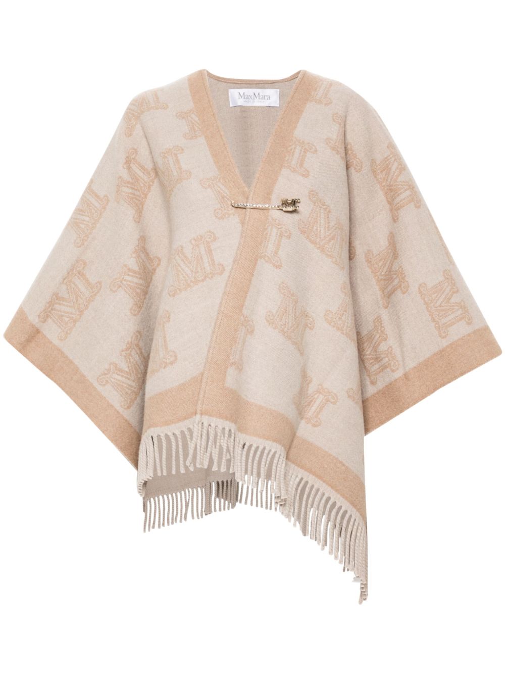 Max Mara 经典logo图案羊毛斗篷 - 中性色