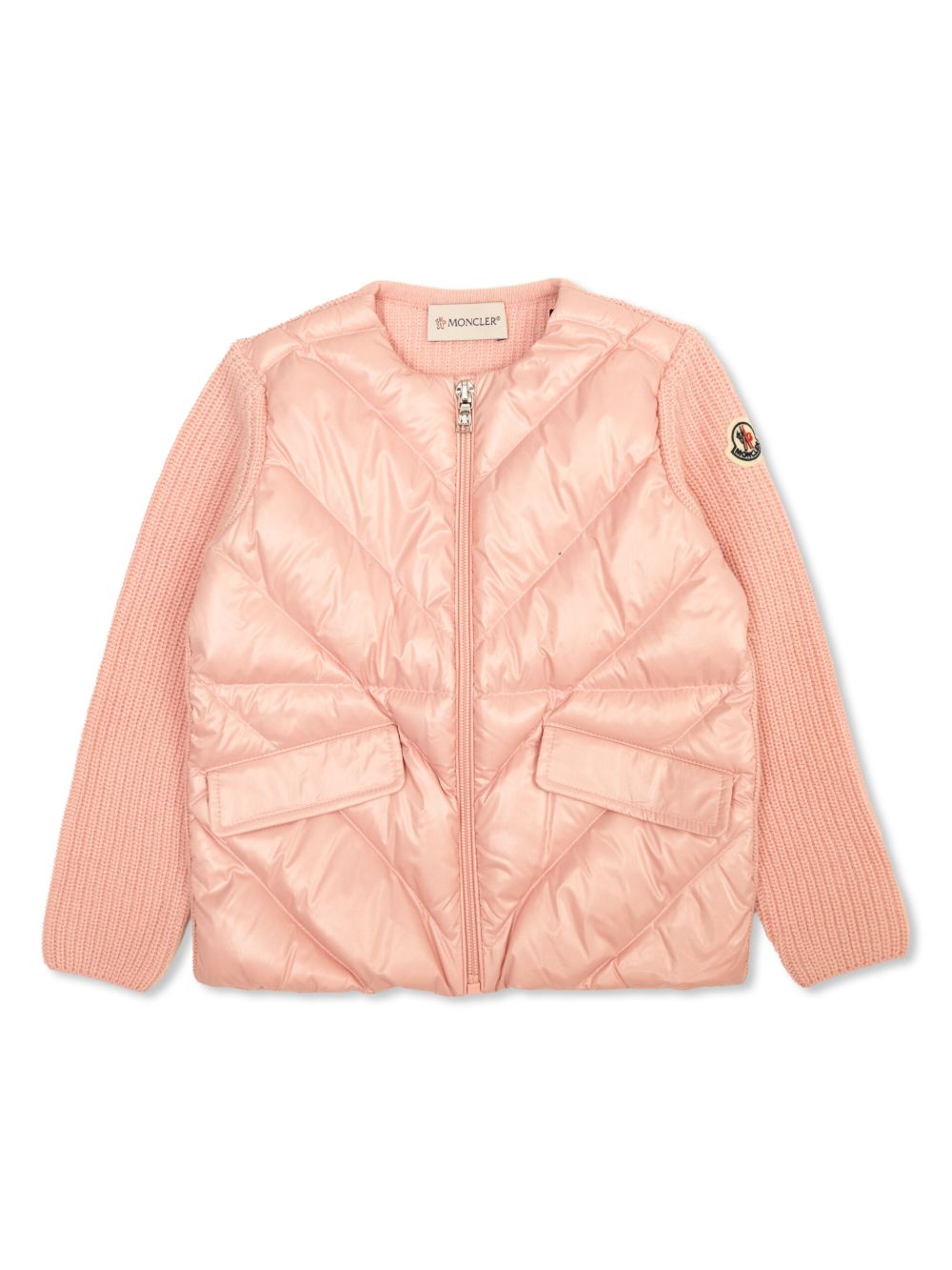 Moncler Enfant 填充拉链开衫 - 粉色