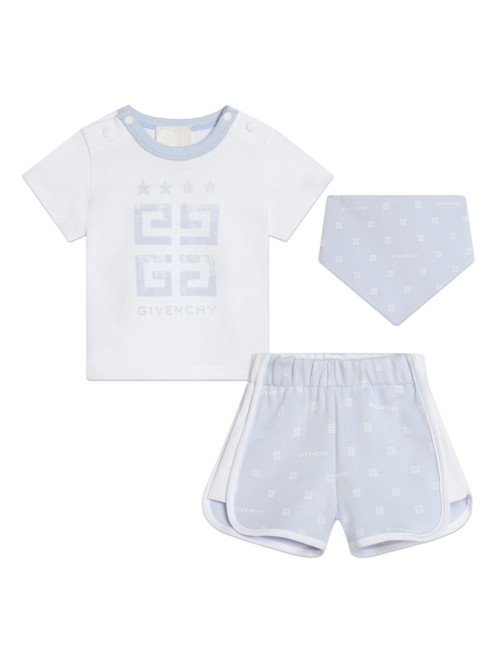 Givenchy Kids logo印花棉短裤套装 - 蓝色