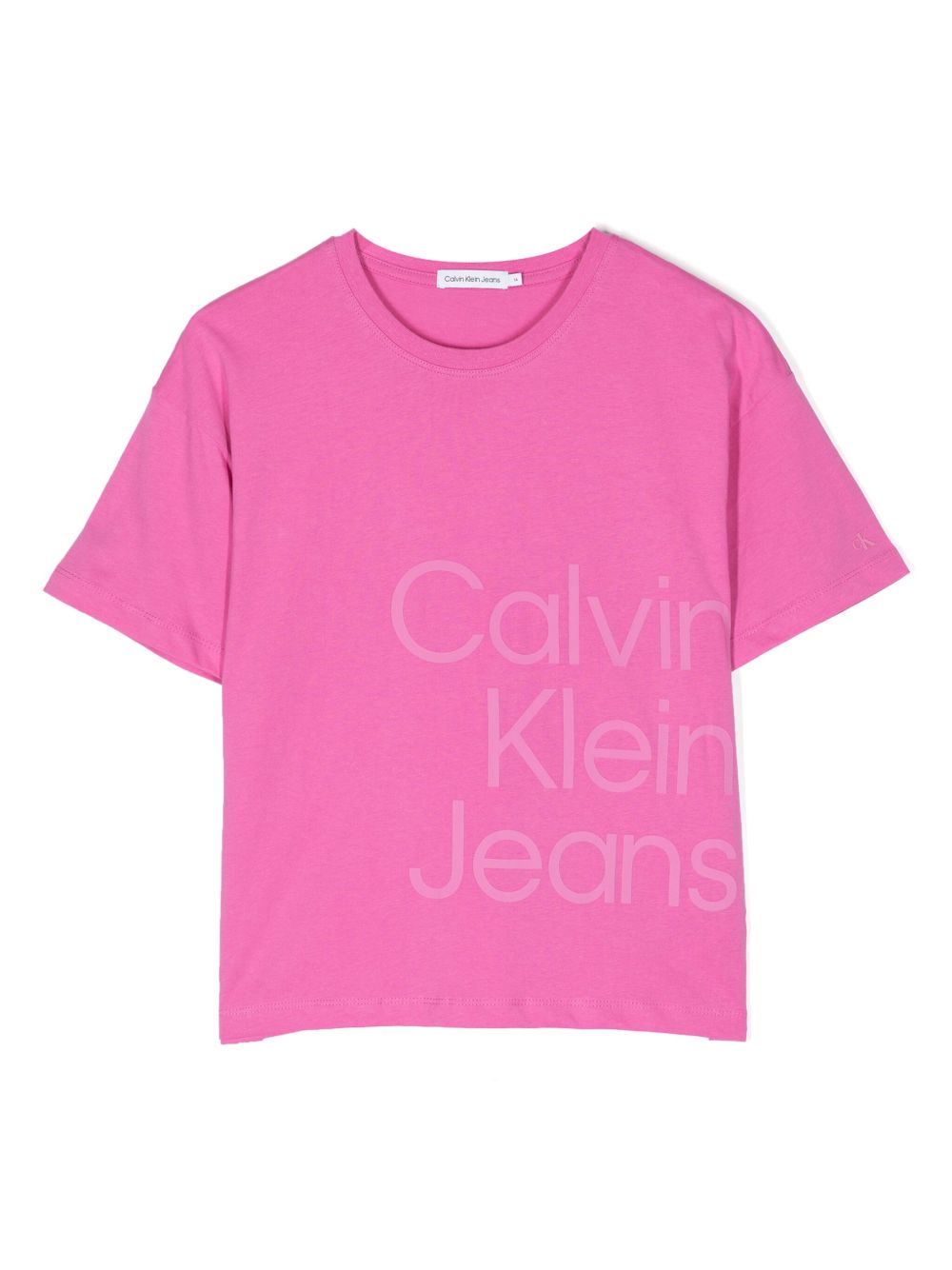 Calvin Klein Kids logo字母棉T恤 - 粉色