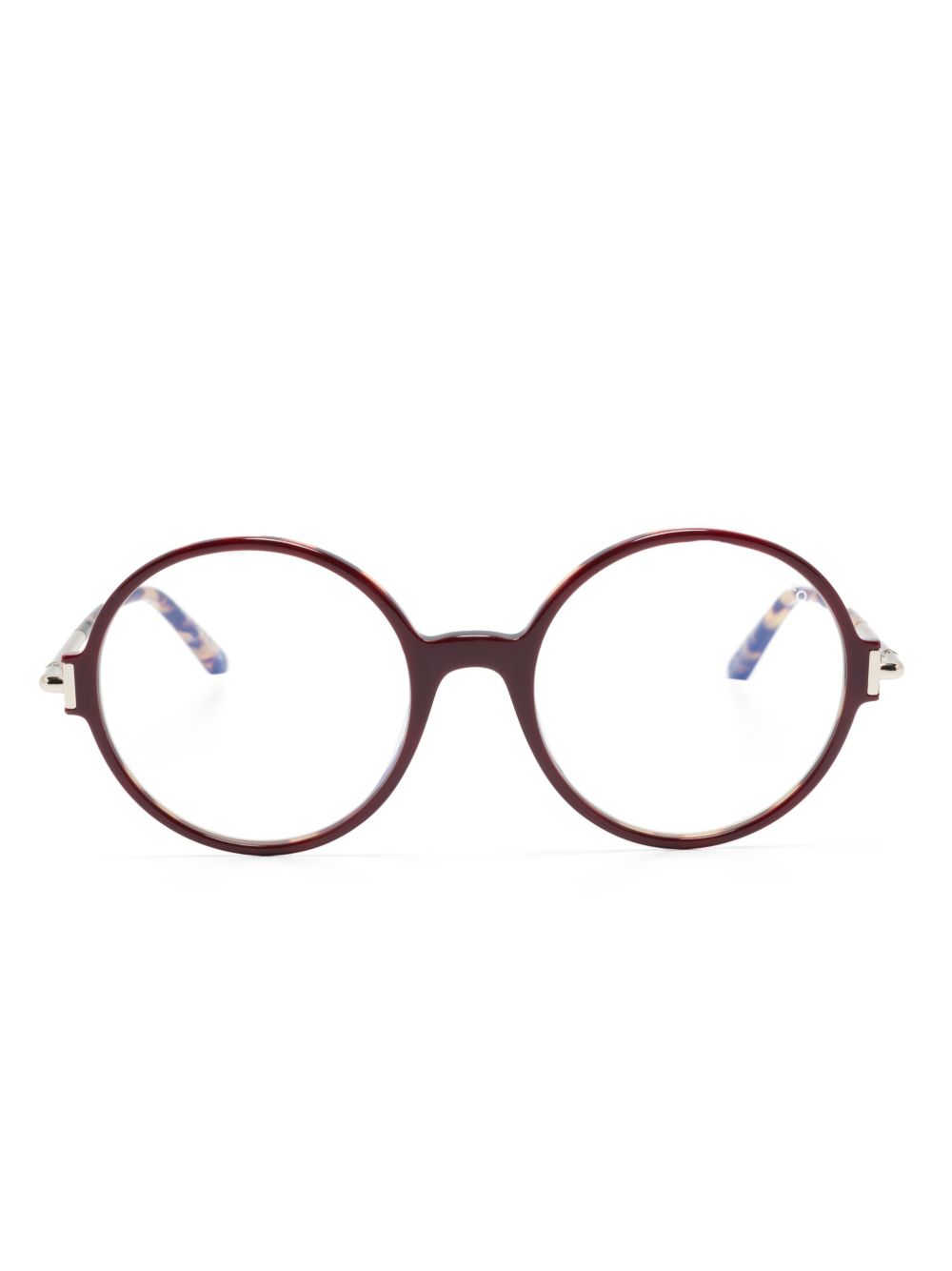 TOM FORD Eyewear FT5914B logo雕刻圆框眼镜 - 褐色